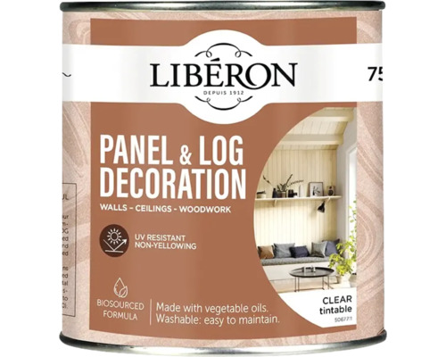 Panel & tak LIBERON vit 750ml Liberon Panel och trä dekorationsfärgburk för väggar, tak och träarbeten