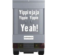 Hornbach transportmodell med texten Yippie jaja Yippie Yippie Yeah!