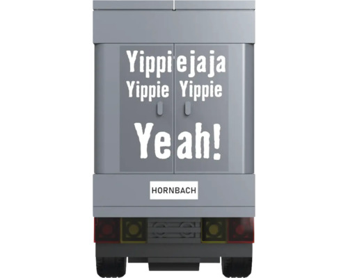 Hornbach transportmodell med texten Yippie jaja Yippie Yippie Yeah!