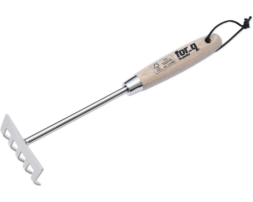 Trädgårdsräfsa med trähandtag och hängögla