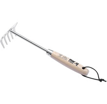 Trädgårdsräfsa med trähandtag och metallinsats