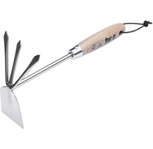 Kombinationshacka med trähandtag för trädgårdsarbete