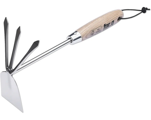 Kombinationshacka med trähandtag för trädgårdsarbete