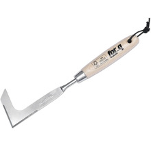 Fogrengörare i rostfritt stål med trähandtag och upphängningsanordning