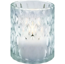 Vindljuslykta av strukturerat glas med värmeljus