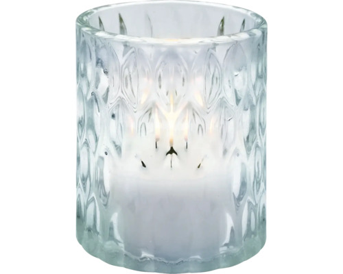 Vindljuslykta av strukturerat glas med värmeljus