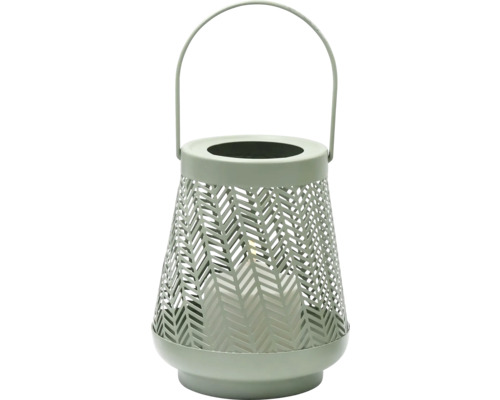 LED-Lykta LAFIORA Ø15x18cm varmvit batteridriven inkl. 6h timer grön Dekorativ lykta med handtag och mönster