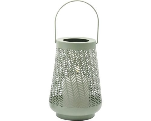 LED-Lykta LAFIORA Ø15x22cm varmvit batteridriven inkl. 6h timer grön Dekorativ lykta med ljus och handtag