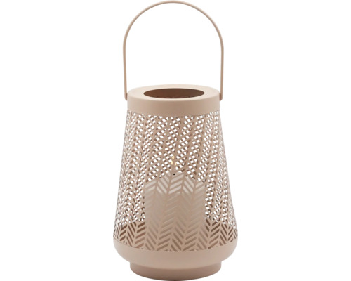 LED-Lykta LAFIORA Ø15x22cm varmvit batteridriven inkl. 6h timer rosa Lykt med bärhandtag och geometriskt mönster