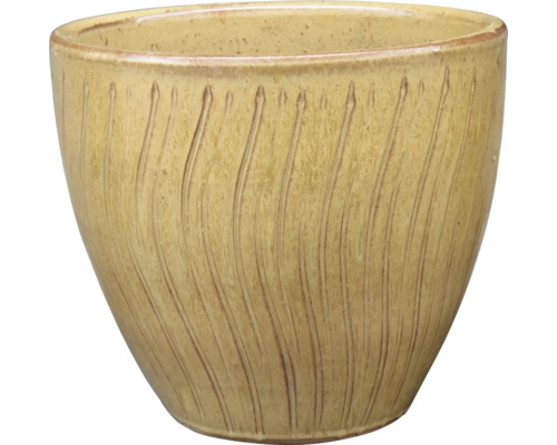 Blomkruka i keramik med vertikalt spårmönster