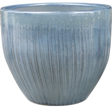 Blomkruka i keramik med vertikalt räffelmönster