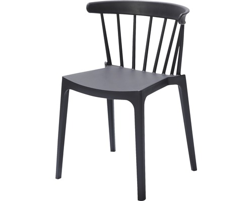 Stapelstol VEBA Windson 53x54x75cm fiberglas svart Svart plaststol med ryggstöd