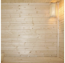 Träbastu med lampa