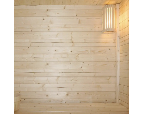 Träbastu med lampa