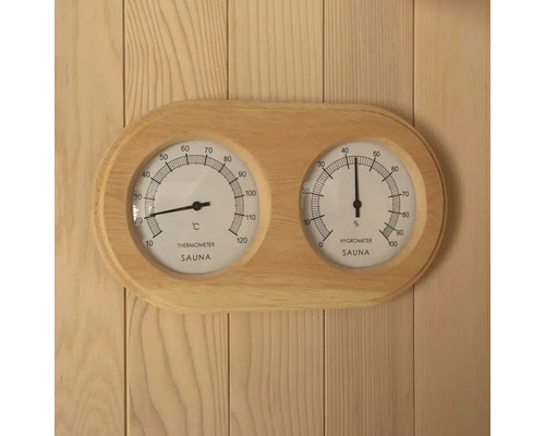 Bastutermometer och hygrometer med träram