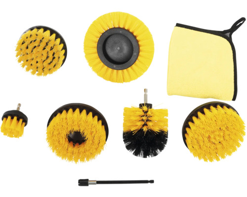 Rengöringsborstar med tillbehör och rengöringsduk