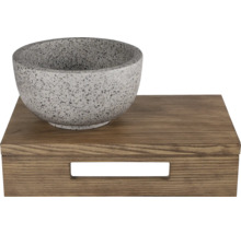 Dekorativ skål i terrazzo på träbricka