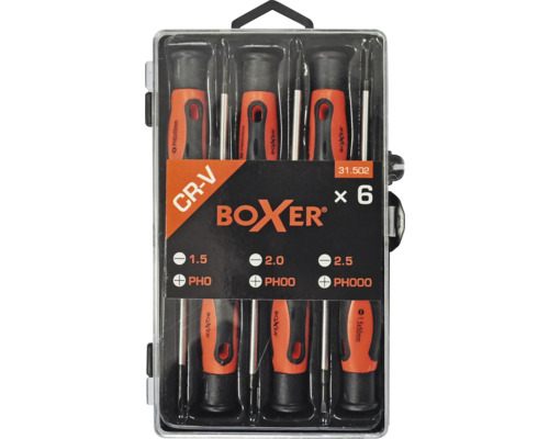 Boxer precisionsskruvmejselset, sex delar