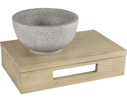 Dekorativ skål på trälåda