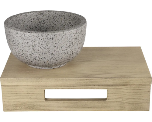 Dekorativ skål på träsockel