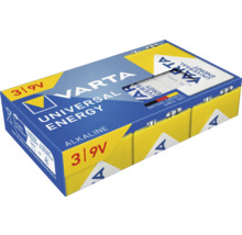 Varta Universal Energy 9 Volt block alkaliskt batteri, 3-pack