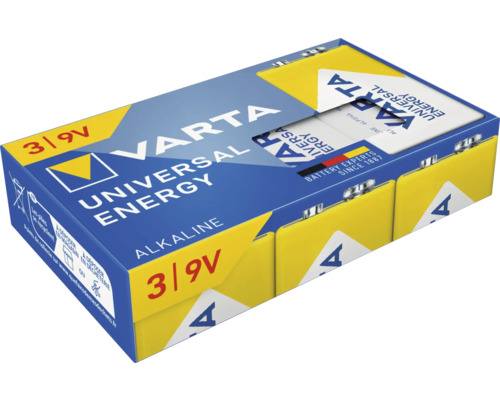 Varta Universal Energy 9 Volt block alkaliskt batteri, 3-pack