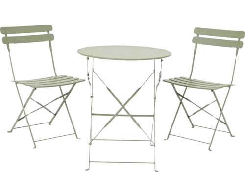 Trädgårdsbord med två fällstolar