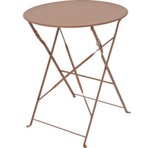 Fällbart bord med rund bordsskiva och metallram