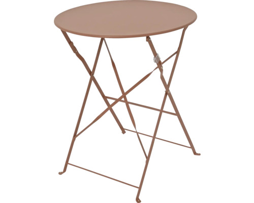 Fällbart bord med rund bordsskiva och metallram