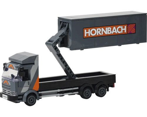 HORNBACH lastbil av byggstenar med container