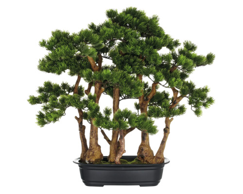 Konstväxt bonsai tall i skål 60 cm x 60 cm Dekorativ konstgjord bonsai i svart kruka