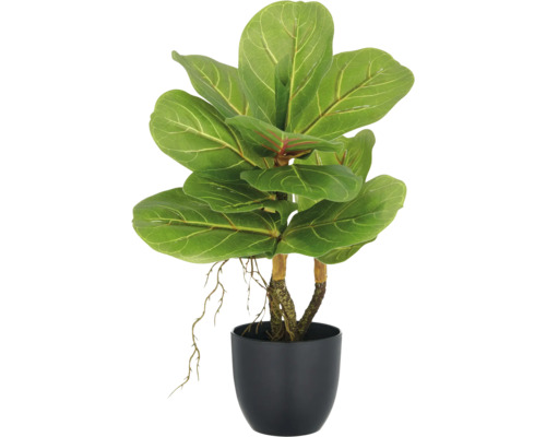 Konstväxt ficus lyrata och dieffenbachia 34 cm Konstgjord fiolfikus i svart kruka