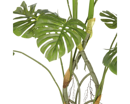 Konstgjord Monstera-växt med blad och stam