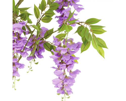 Dekorativ konstgjord blåregn med blommor och blad.