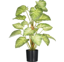 Konstgjord krukväxt med gröna blad i kruka