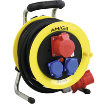 Amiga kabelvinda med 20 meter kabel och flera uttag