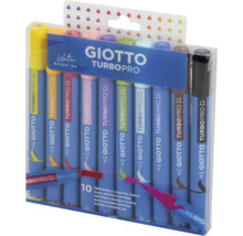 Förpackning med tio Giotto Turbo Pro filtpennor med dubbelspets