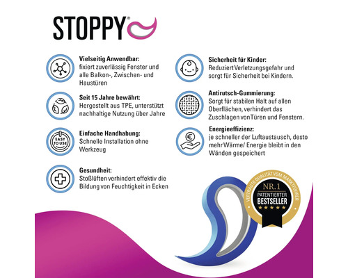 Produktinformation om Stoppy produktegenskaper och fördelar