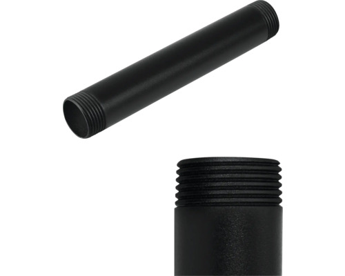 Svart gängad rör av metall