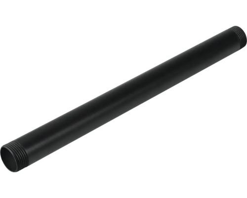 Svart metallrör med gängade ändar