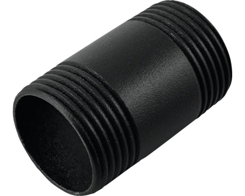 Svart metallrörnippel med gänga