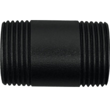 Svart rörnippel med gänga i båda ändar