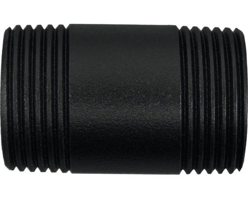 Svart rörnippel med gänga i båda ändar