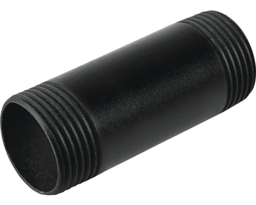 Svart gängad rör av metall