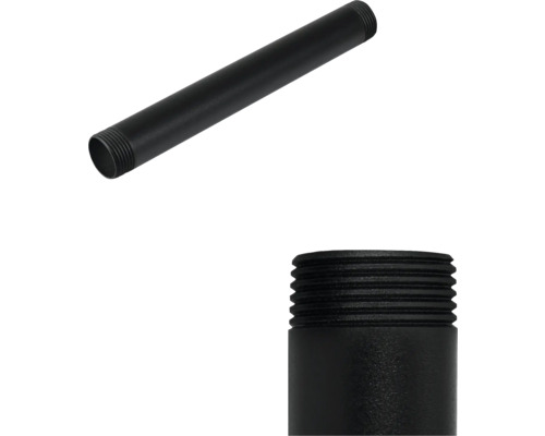 Svart stålrör med gänga