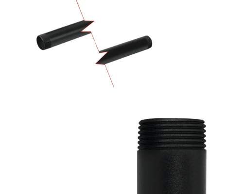 Svart gängrör för anslutning av rör