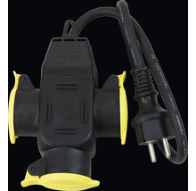 Tredubbeluttagsadapter med kontakt och kabel