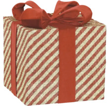 Present med rosett och randigt mönster