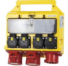 Amiga strömfördelare med två CEE-uttag och fyra skyddskontaktuttag