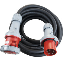 Förlängningskabel med starkströmskontakt och -koppling